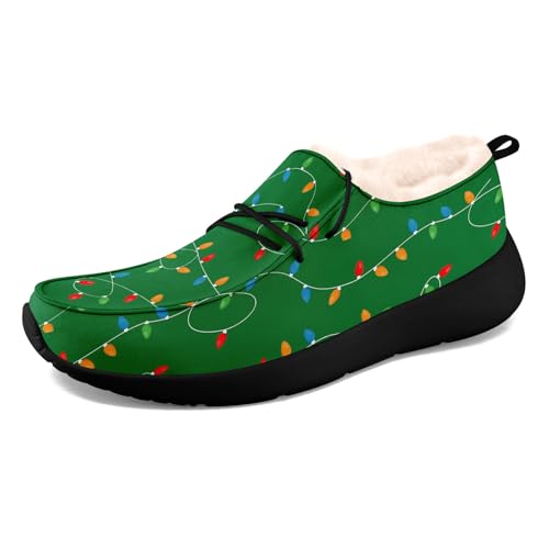 coolcustomize Unisex Slipper mit Plüschfutter, Canvas warme Slip-On Mokassins, Casual Boat Shoes mit Weihnachts-Print von coolcustomize