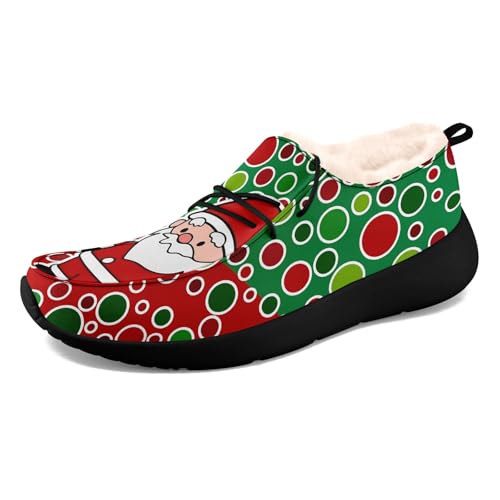 coolcustomize Unisex Slipper mit Plüschfutter, Canvas warme Slip-On Mokassins, Casual Boat Shoes mit Weihnachts-Print von coolcustomize
