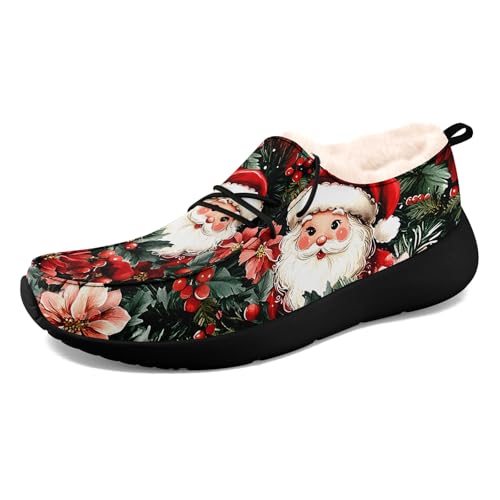 coolcustomize Unisex Slipper mit Plüschfutter, Canvas warme Slip-On Mokassins, Casual Boat Shoes mit Weihnachts-Print von coolcustomize