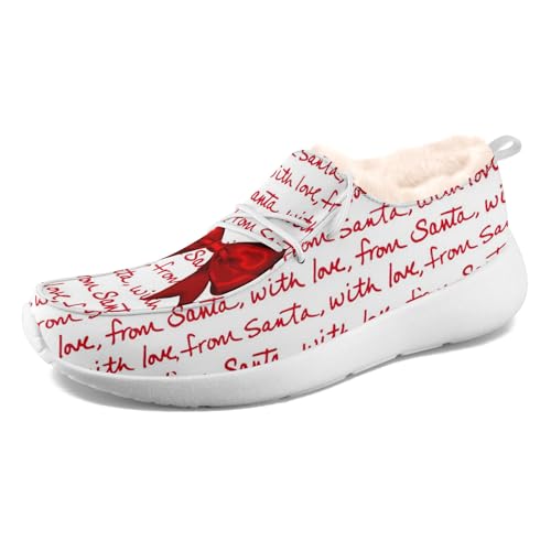 coolcustomize Unisex Slipper mit Plüschfutter, Canvas warme Slip-On Mokassins, Casual Boat Shoes mit Weihnachts-Print von coolcustomize