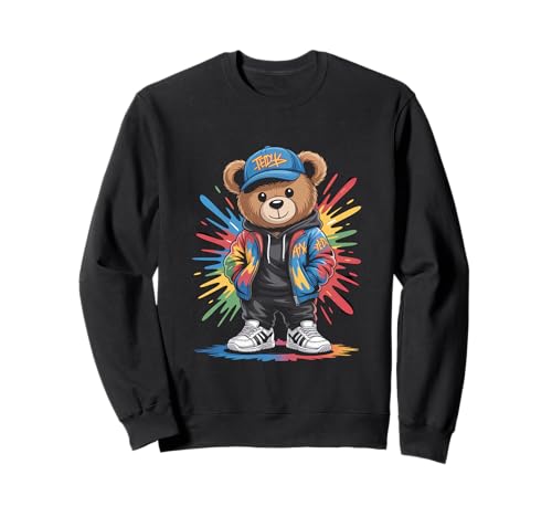 süßer vintage Teddybär in tollen Splash Style Klamotten Kids Sweatshirt süßer vintage Teddybär in tollen Splash Style Klamotten Kids Sweatshirt von coole Bären in farbigen Werktags Ouftits