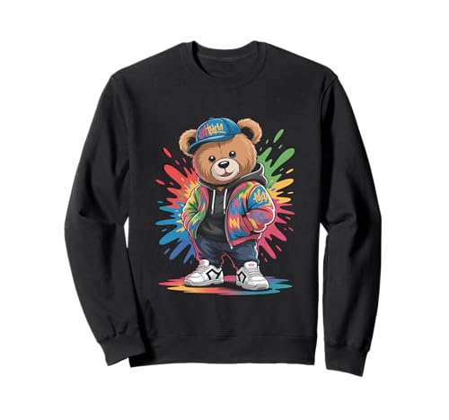 süßer vintage Teddybär in tollen Splash Style Klamotten Kids Sweatshirt süßer vintage Teddybär in tollen Splash Style Klamotten Kids Sweatshirt von coole Bären in farbigen Werktags Ouftits