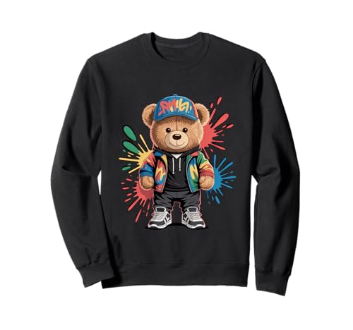 süßer vintage Teddybär in tollen Splash Style Klamotten Kids Sweatshirt süßer vintage Teddybär in tollen Splash Style Klamotten Kids Sweatshirt von coole Bären in farbigen Werktags Ouftits