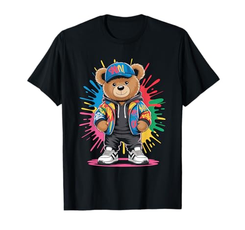 süßer vintage Teddybär in tollen Splash Style Klamotten Kids T-Shirt von coole Bären in farbigen Werktags Ouftits