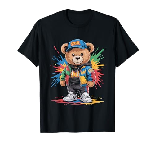 süßer vintage Teddybär in tollen Splash Style Klamotten Kids T-Shirt von coole Bären in farbigen Werktags Ouftits