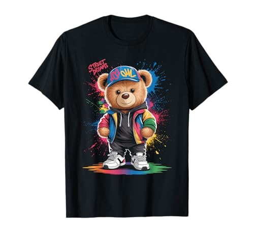 süßer vintage Teddybär in tollen Splash Style Klamotten Kids T-Shirt von coole Bären in farbigen Werktags Ouftits