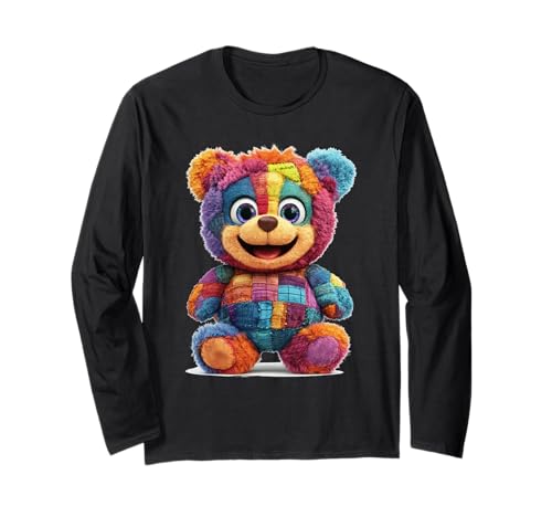 süßer Vintage Teddybär in Patchwork Style Klamotten Kids Langarmshirt süßer Vintage Teddybär in Patchwork Style Klamotten Kids Langarmshirt von coole Bären in fleckigen Werktags Ouftits