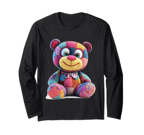 süßer Vintage Teddybär in Patchwork Style Klamotten Kids Langarmshirt süßer Vintage Teddybär in Patchwork Style Klamotten Kids Langarmshirt von coole Bären in fleckigen Werktags Ouftits
