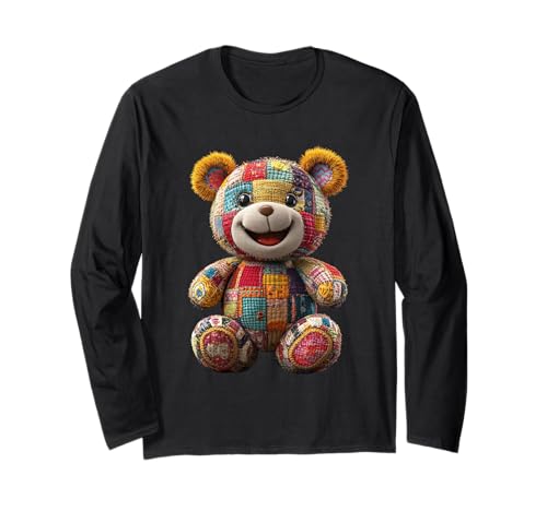 süßer Vintage Teddybär in Patchwork Style Klamotten Kids Langarmshirt süßer Vintage Teddybär in Patchwork Style Klamotten Kids Langarmshirt von coole Bären in fleckigen Werktags Ouftits