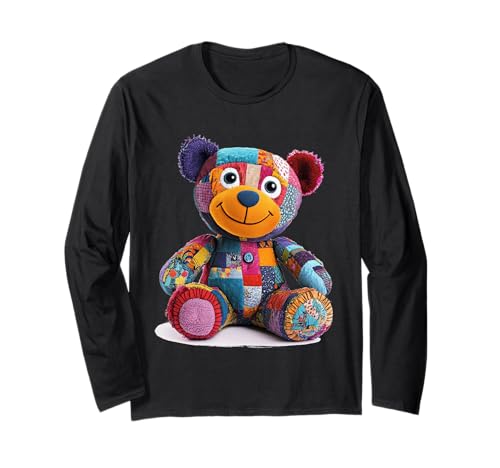 süßer Vintage Teddybär in Patchwork Style Klamotten Kids Langarmshirt süßer Vintage Teddybär in Patchwork Style Klamotten Kids Langarmshirt von coole Bären in fleckigen Werktags Ouftits