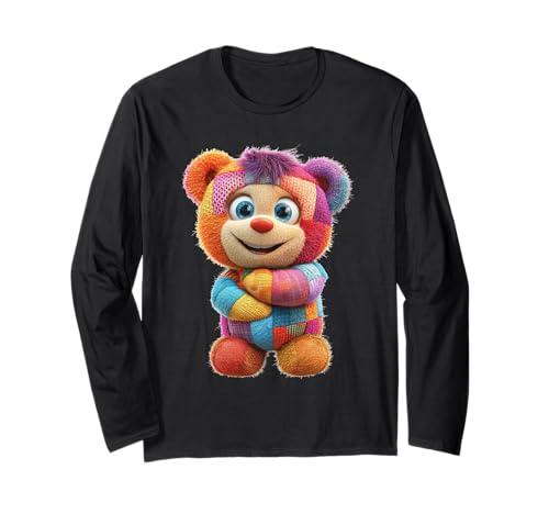 süßer Vintage Teddybär in Patchwork Style Klamotten Kids Langarmshirt süßer Vintage Teddybär in Patchwork Style Klamotten Kids Langarmshirt von coole Bären in fleckigen Werktags Ouftits