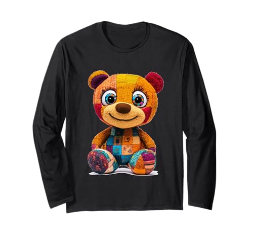 süßer Vintage Teddybär in Patchwork Style Klamotten Kids Langarmshirt süßer Vintage Teddybär in Patchwork Style Klamotten Kids Langarmshirt von coole Bären in fleckigen Werktags Ouftits