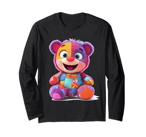 süßer Vintage Teddybär in Patchwork Style Klamotten Kids Langarmshirt süßer Vintage Teddybär in Patchwork Style Klamotten Kids Langarmshirt von coole Bären in fleckigen Werktags Ouftits