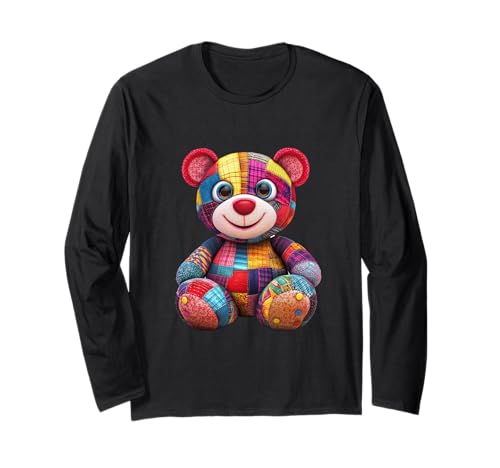 süßer Vintage Teddybär in Patchwork Style Klamotten Kids Langarmshirt süßer Vintage Teddybär in Patchwork Style Klamotten Kids Langarmshirt von coole Bären in fleckigen Werktags Ouftits