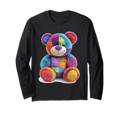 süßer Vintage Teddybär in Patchwork Style Klamotten Kids Langarmshirt süßer Vintage Teddybär in Patchwork Style Klamotten Kids Langarmshirt von coole Bären in fleckigen Werktags Ouftits