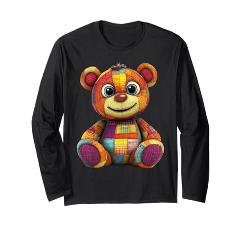 süßer Vintage Teddybär in Patchwork Style Klamotten Kids Langarmshirt süßer Vintage Teddybär in Patchwork Style Klamotten Kids Langarmshirt von coole Bären in fleckigen Werktags Ouftits
