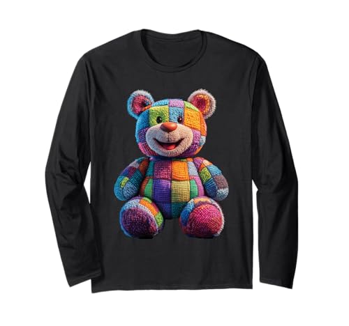 süßer Vintage Teddybär in Patchwork Style Klamotten Kids Langarmshirt süßer Vintage Teddybär in Patchwork Style Klamotten Kids Langarmshirt von coole Bären in fleckigen Werktags Ouftits