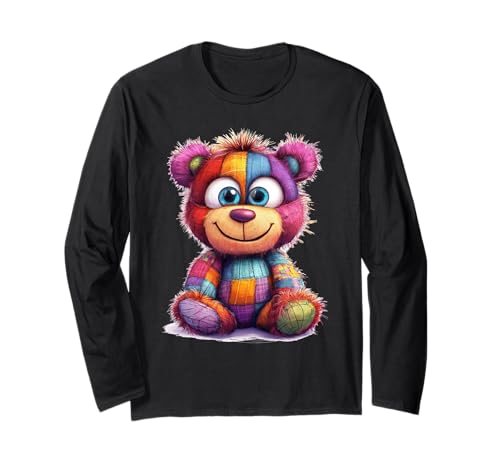 süßer Vintage Teddybär in Patchwork Style Klamotten Kids Langarmshirt süßer Vintage Teddybär in Patchwork Style Klamotten Kids Langarmshirt von coole Bären in fleckigen Werktags Ouftits