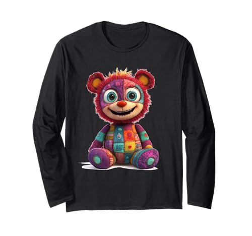 süßer Vintage Teddybär in Patchwork Style Klamotten Kids Langarmshirt süßer Vintage Teddybär in Patchwork Style Klamotten Kids Langarmshirt von coole Bären in fleckigen Werktags Ouftits