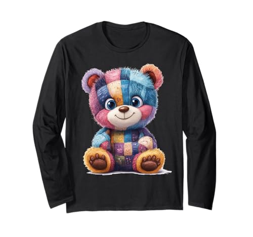 süßer Vintage Teddybär in Patchwork Style Klamotten Kids Langarmshirt süßer Vintage Teddybär in Patchwork Style Klamotten Kids Langarmshirt von coole Bären in fleckigen Werktags Ouftits