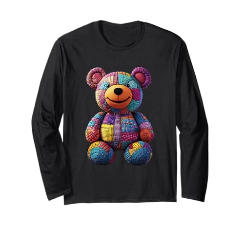 süßer Vintage Teddybär in Patchwork Style Klamotten Kids Langarmshirt süßer Vintage Teddybär in Patchwork Style Klamotten Kids Langarmshirt von coole Bären in fleckigen Werktags Ouftits