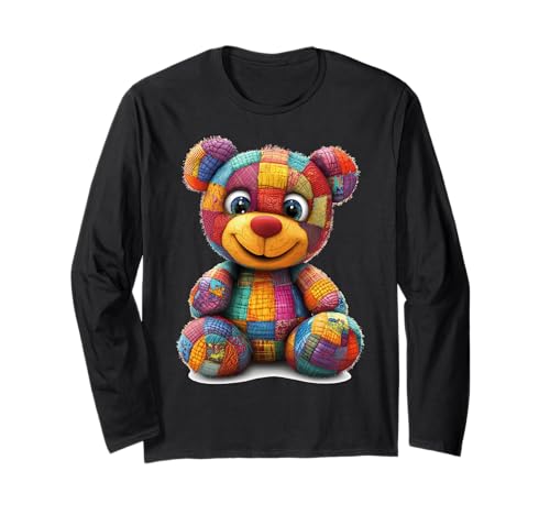 süßer Vintage Teddybär in Patchwork Style Klamotten Kids Langarmshirt süßer Vintage Teddybär in Patchwork Style Klamotten Kids Langarmshirt von coole Bären in fleckigen Werktags Ouftits