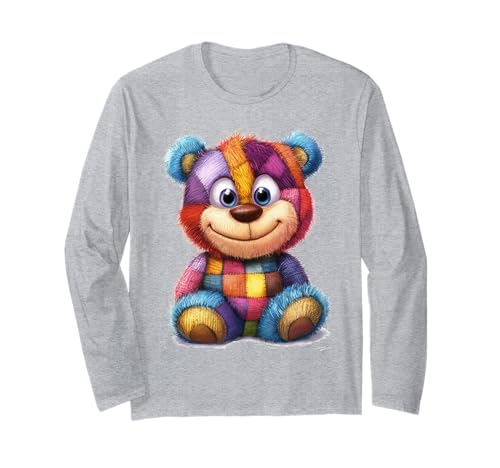 süßer Vintage Teddybär in Patchwork Style Klamotten Kids Langarmshirt süßer Vintage Teddybär in Patchwork Style Klamotten Kids Langarmshirt von coole Bären in fleckigen Werktags Ouftits