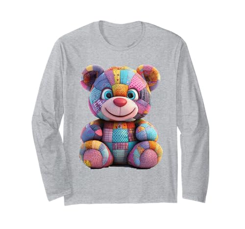 süßer Vintage Teddybär in Patchwork Style Klamotten Kids Langarmshirt süßer Vintage Teddybär in Patchwork Style Klamotten Kids Langarmshirt von coole Bären in fleckigen Werktags Ouftits
