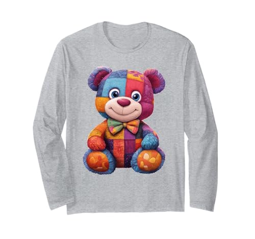 süßer Vintage Teddybär in Patchwork Style Klamotten Kids Langarmshirt süßer Vintage Teddybär in Patchwork Style Klamotten Kids Langarmshirt von coole Bären in fleckigen Werktags Ouftits