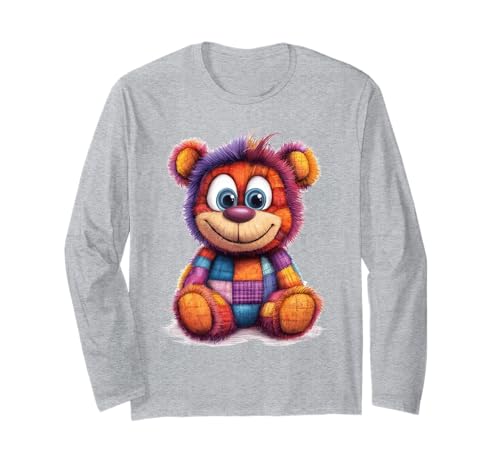 süßer Vintage Teddybär in Patchwork Style Klamotten Kids Langarmshirt süßer Vintage Teddybär in Patchwork Style Klamotten Kids Langarmshirt von coole Bären in fleckigen Werktags Ouftits