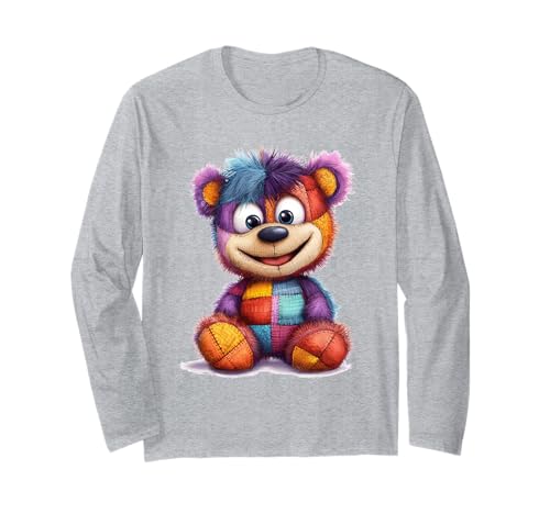 süßer Vintage Teddybär in Patchwork Style Klamotten Kids Langarmshirt süßer Vintage Teddybär in Patchwork Style Klamotten Kids Langarmshirt von coole Bären in fleckigen Werktags Ouftits