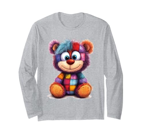 süßer Vintage Teddybär in Patchwork Style Klamotten Kids Langarmshirt süßer Vintage Teddybär in Patchwork Style Klamotten Kids Langarmshirt von coole Bären in fleckigen Werktags Ouftits