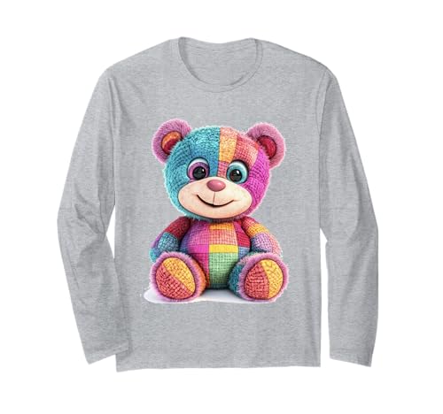 süßer Vintage Teddybär in Patchwork Style Klamotten Kids Langarmshirt süßer Vintage Teddybär in Patchwork Style Klamotten Kids Langarmshirt von coole Bären in fleckigen Werktags Ouftits