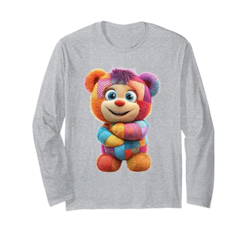 süßer Vintage Teddybär in Patchwork Style Klamotten Kids Langarmshirt süßer Vintage Teddybär in Patchwork Style Klamotten Kids Langarmshirt von coole Bären in fleckigen Werktags Ouftits
