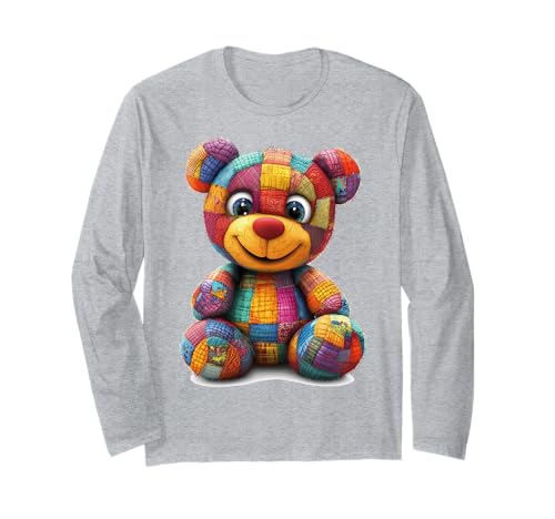süßer Vintage Teddybär in Patchwork Style Klamotten Kids Langarmshirt süßer Vintage Teddybär in Patchwork Style Klamotten Kids Langarmshirt von coole Bären in fleckigen Werktags Ouftits