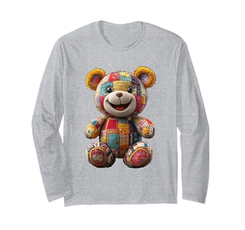 süßer Vintage Teddybär in Patchwork Style Klamotten Kids Langarmshirt süßer Vintage Teddybär in Patchwork Style Klamotten Kids Langarmshirt von coole Bären in fleckigen Werktags Ouftits