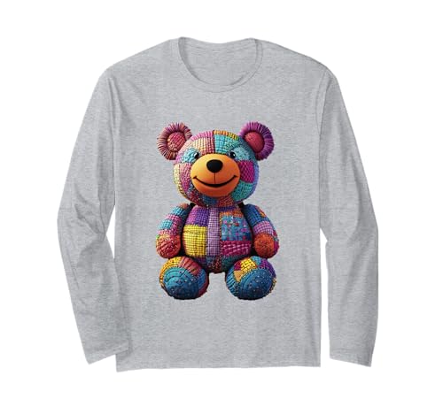 süßer Vintage Teddybär in Patchwork Style Klamotten Kids Langarmshirt süßer Vintage Teddybär in Patchwork Style Klamotten Kids Langarmshirt von coole Bären in fleckigen Werktags Ouftits