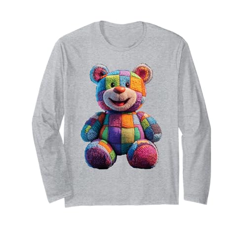 süßer Vintage Teddybär in Patchwork Style Klamotten Kids Langarmshirt süßer Vintage Teddybär in Patchwork Style Klamotten Kids Langarmshirt von coole Bären in fleckigen Werktags Ouftits