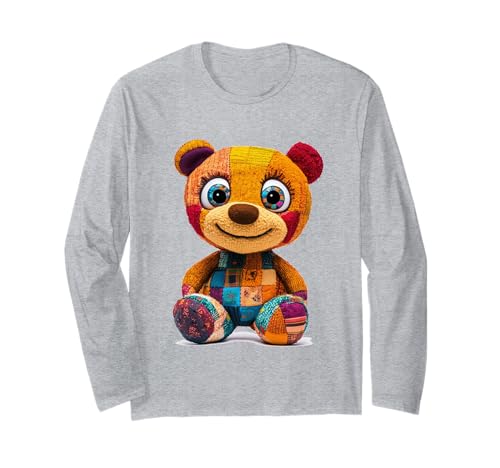 süßer Vintage Teddybär in Patchwork Style Klamotten Kids Langarmshirt süßer Vintage Teddybär in Patchwork Style Klamotten Kids Langarmshirt von coole Bären in fleckigen Werktags Ouftits