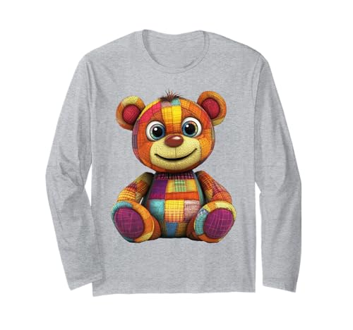 süßer Vintage Teddybär in Patchwork Style Klamotten Kids Langarmshirt süßer Vintage Teddybär in Patchwork Style Klamotten Kids Langarmshirt von coole Bären in fleckigen Werktags Ouftits
