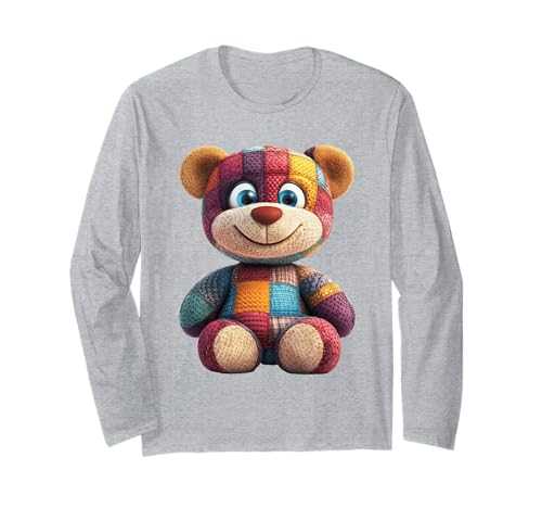 süßer Vintage Teddybär in Patchwork Style Klamotten Kids Langarmshirt süßer Vintage Teddybär in Patchwork Style Klamotten Kids Langarmshirt von coole Bären in fleckigen Werktags Ouftits
