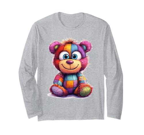 süßer Vintage Teddybär in Patchwork Style Klamotten Kids Langarmshirt süßer Vintage Teddybär in Patchwork Style Klamotten Kids Langarmshirt von coole Bären in fleckigen Werktags Ouftits