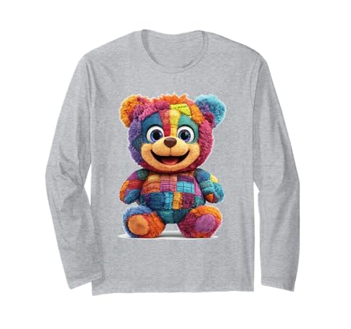 süßer Vintage Teddybär in Patchwork Style Klamotten Kids Langarmshirt süßer Vintage Teddybär in Patchwork Style Klamotten Kids Langarmshirt von coole Bären in fleckigen Werktags Ouftits