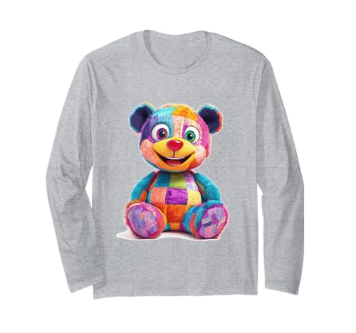 süßer Vintage Teddybär in Patchwork Style Klamotten Kids Langarmshirt süßer Vintage Teddybär in Patchwork Style Klamotten Kids Langarmshirt von coole Bären in fleckigen Werktags Ouftits