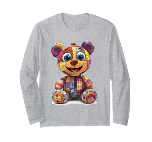 süßer Vintage Teddybär in Patchwork Style Klamotten Kids Langarmshirt süßer Vintage Teddybär in Patchwork Style Klamotten Kids Langarmshirt von coole Bären in fleckigen Werktags Ouftits