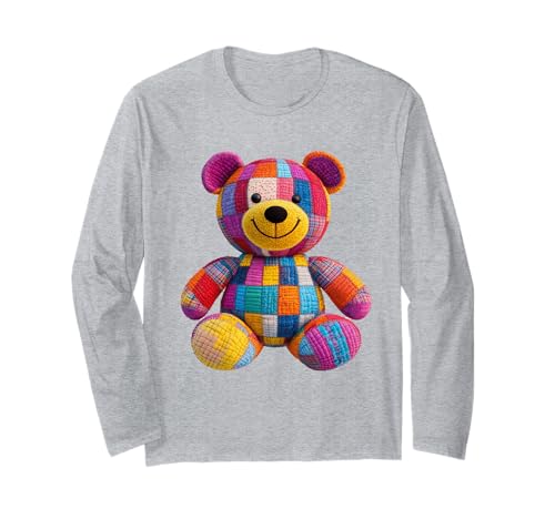 süßer Vintage Teddybär in Patchwork Style Klamotten Kids Langarmshirt süßer Vintage Teddybär in Patchwork Style Klamotten Kids Langarmshirt von coole Bären in fleckigen Werktags Ouftits