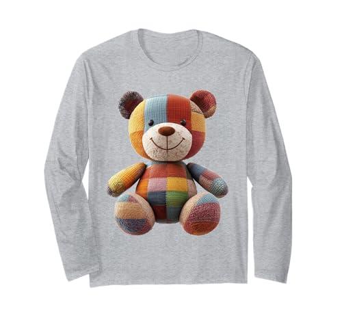 süßer Vintage Teddybär in Patchwork Style Klamotten Kids Langarmshirt süßer Vintage Teddybär in Patchwork Style Klamotten Kids Langarmshirt von coole Bären in fleckigen Werktags Ouftits