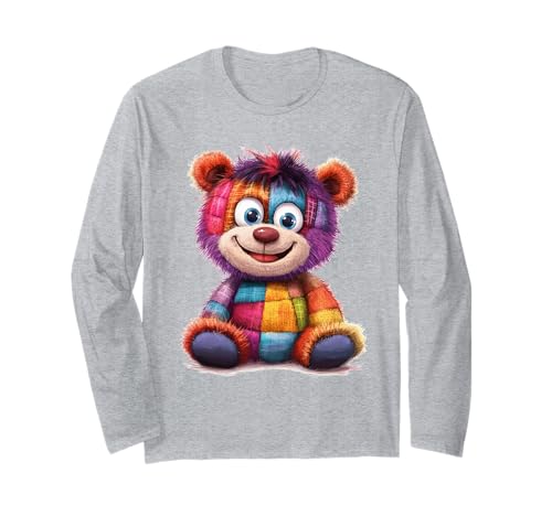 süßer Vintage Teddybär in Patchwork Style Klamotten Kids Langarmshirt süßer Vintage Teddybär in Patchwork Style Klamotten Kids Langarmshirt von coole Bären in fleckigen Werktags Ouftits
