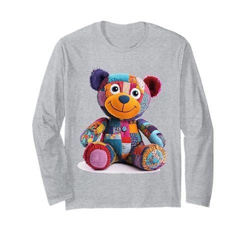 süßer Vintage Teddybär in Patchwork Style Klamotten Kids Langarmshirt süßer Vintage Teddybär in Patchwork Style Klamotten Kids Langarmshirt von coole Bären in fleckigen Werktags Ouftits