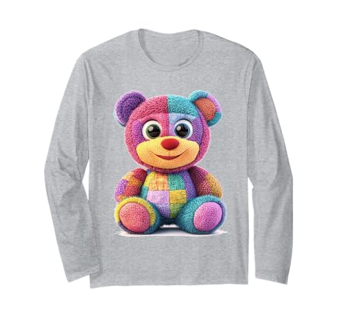 süßer Vintage Teddybär in Patchwork Style Klamotten Kids Langarmshirt süßer Vintage Teddybär in Patchwork Style Klamotten Kids Langarmshirt von coole Bären in fleckigen Werktags Ouftits